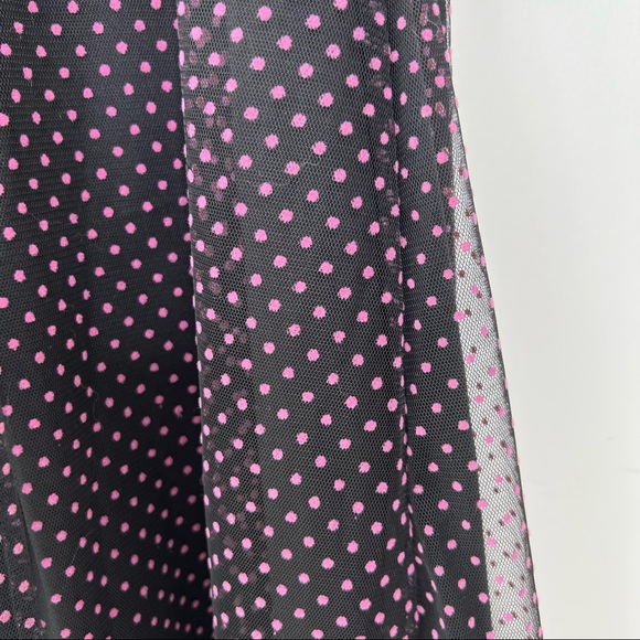 Charlotte Russe Y2K black tulle pink Swiss dot midi vintage slip dress Sz S - Picture 3 of 13